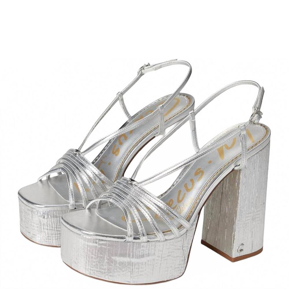 Circus by Sam Edelman Silver Metallic Platform Slingback Sandals